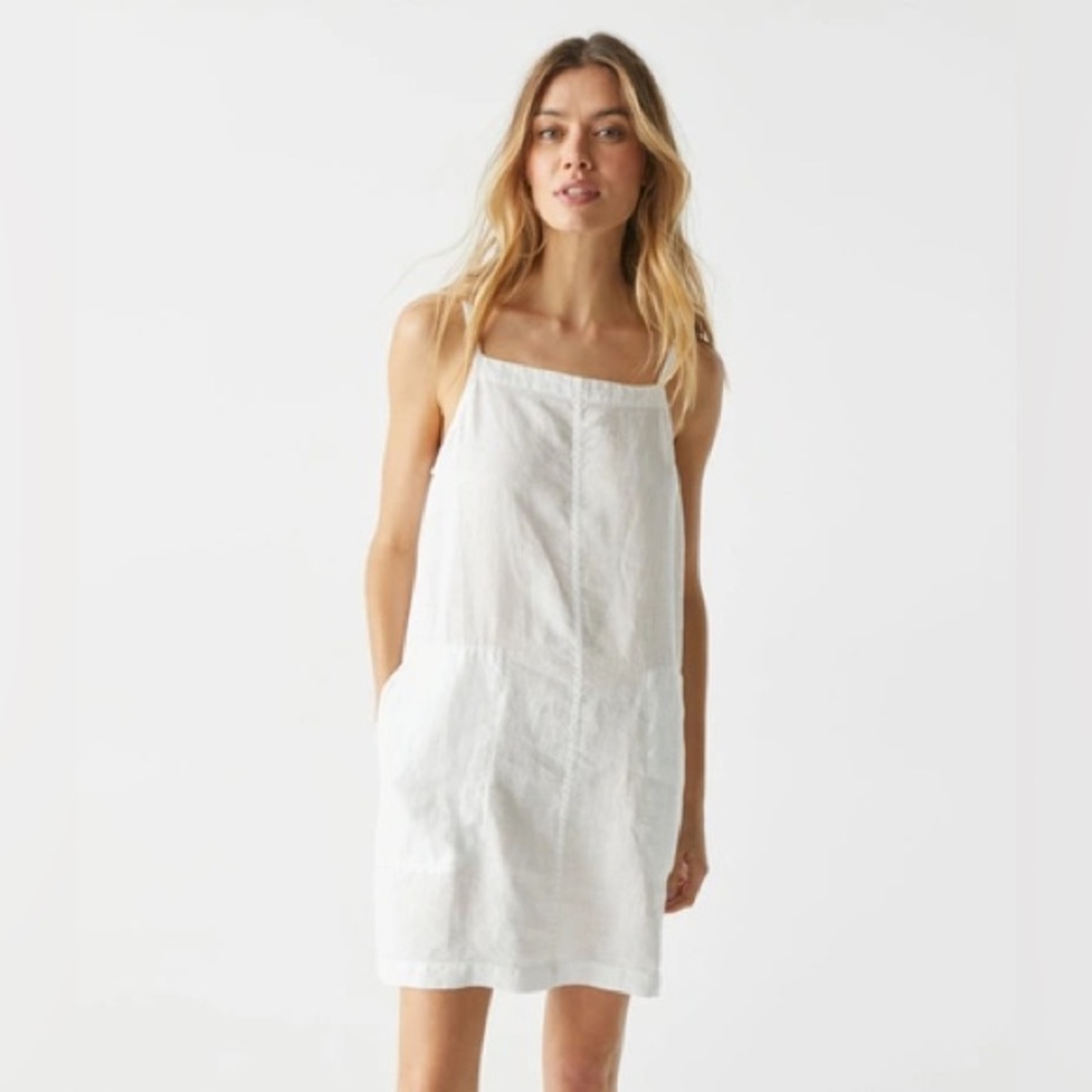 Michael Stars 100% Linen Ludovica White Mini Dress Size Large